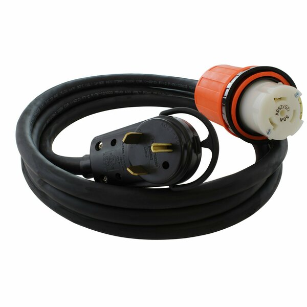 Ac Works 50ft RV 30A TT-30P Plug to SS2-50R RV/Marine 50A Detachable Inlet Connection TTM50-050